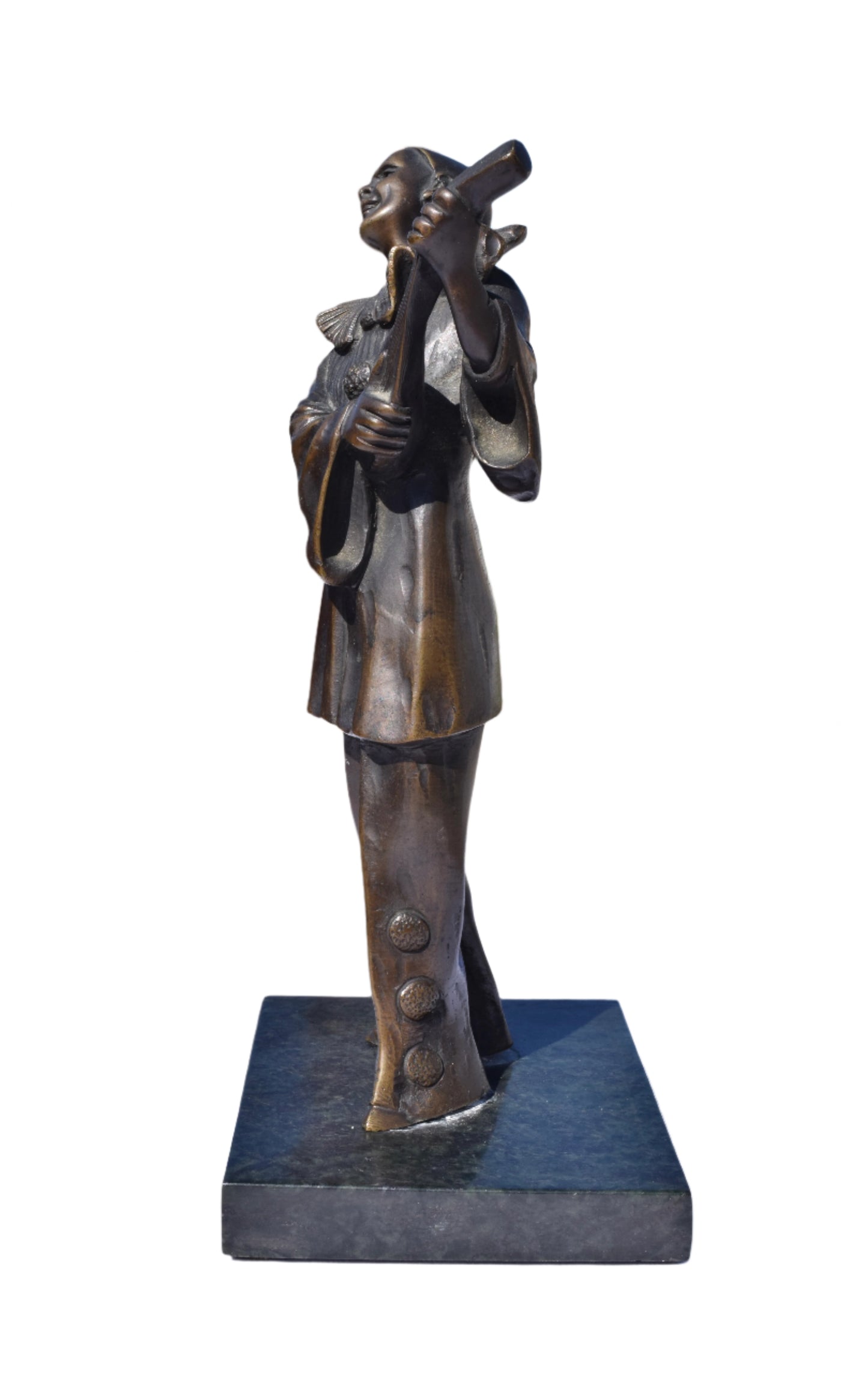 Art Deco Bronze Pierrot with Mandolin