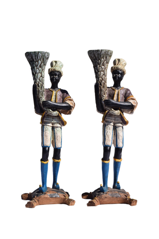 Venetian Blackamoor Figural Candlesticks