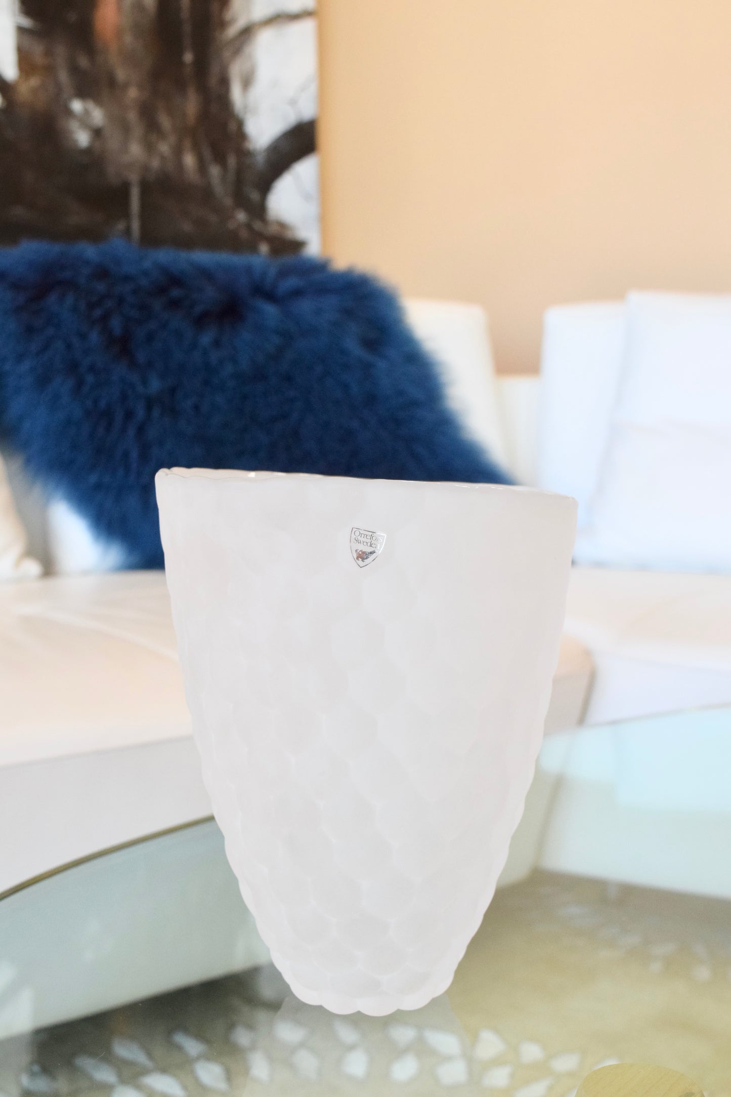Orrefors Frosted Raspberry Vase