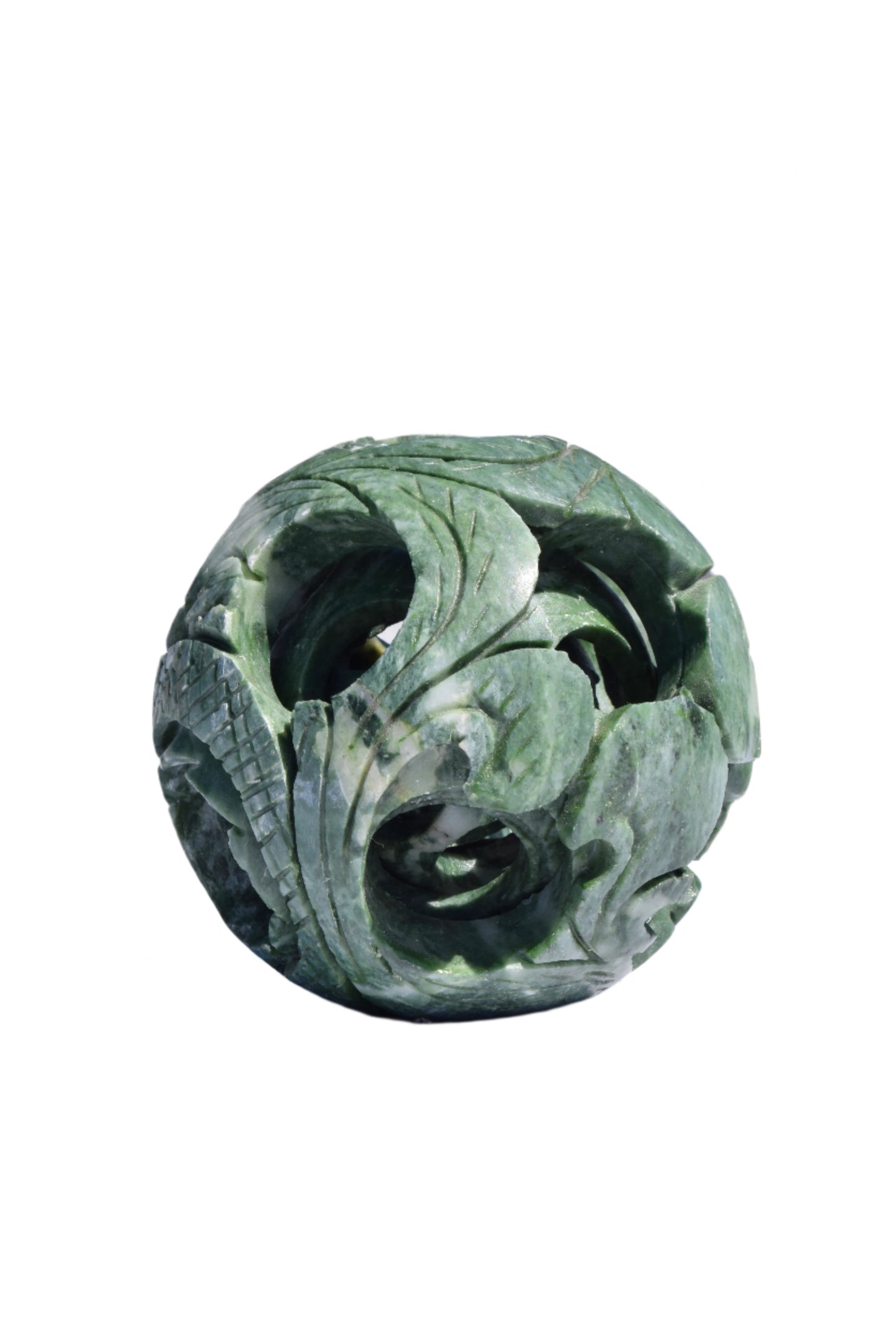Chinese Carved Jade Dragon Puzzle Ball