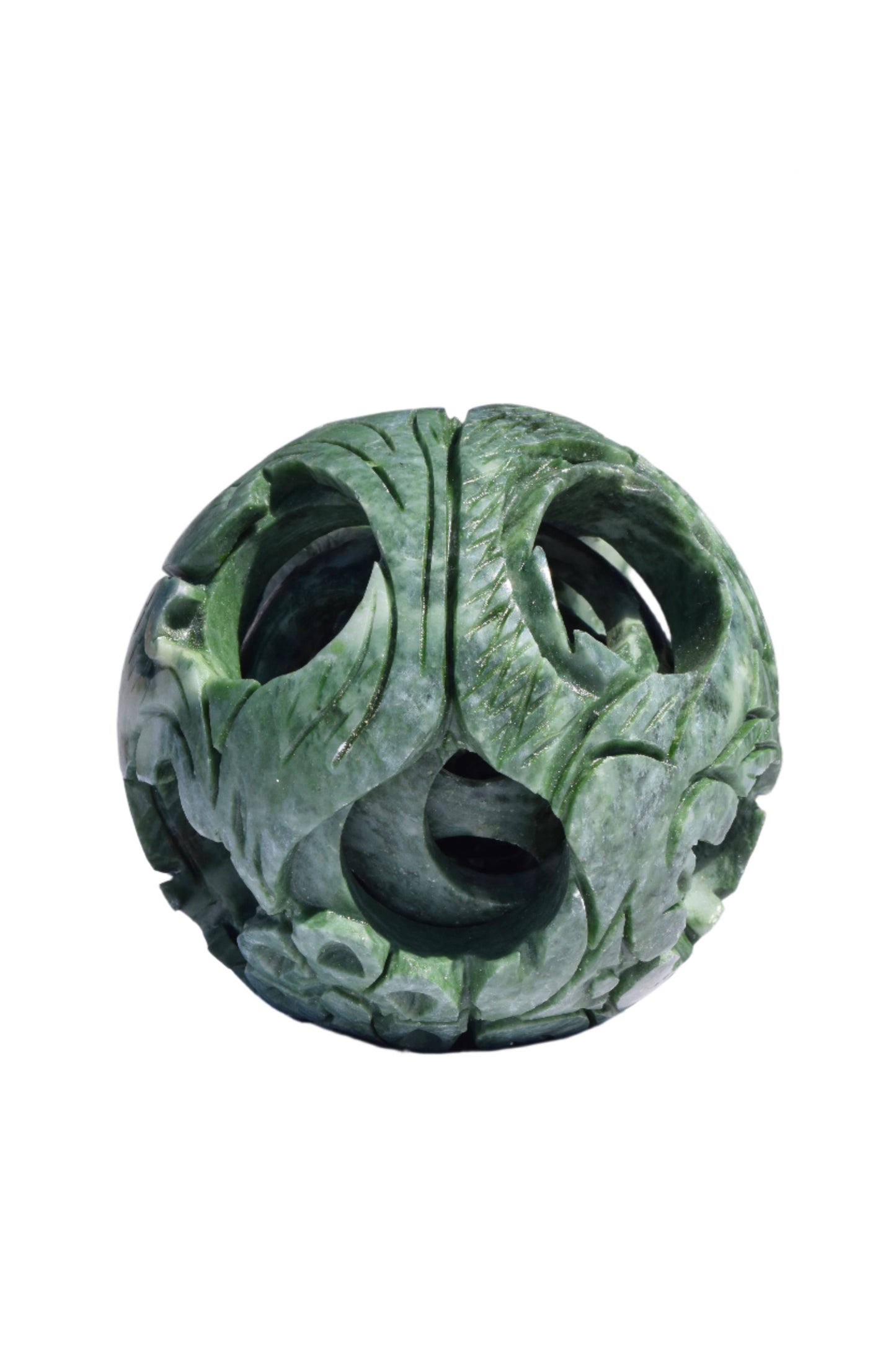 Chinese Carved Jade Dragon Puzzle Ball
