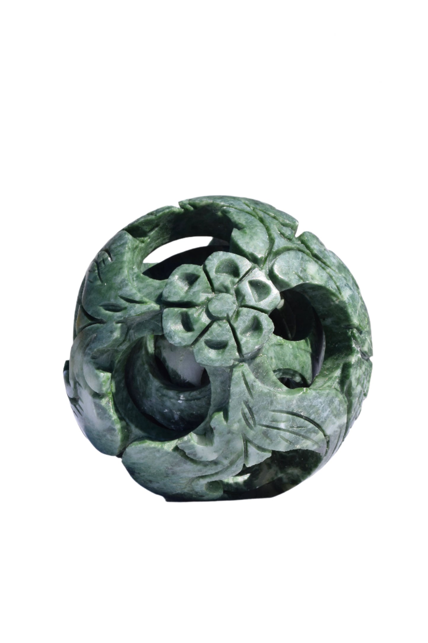 Chinese Carved Jade Dragon Puzzle Ball