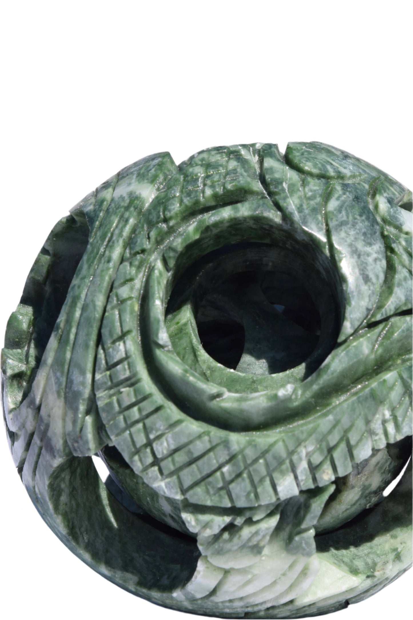 Chinese Carved Jade Dragon Puzzle Ball