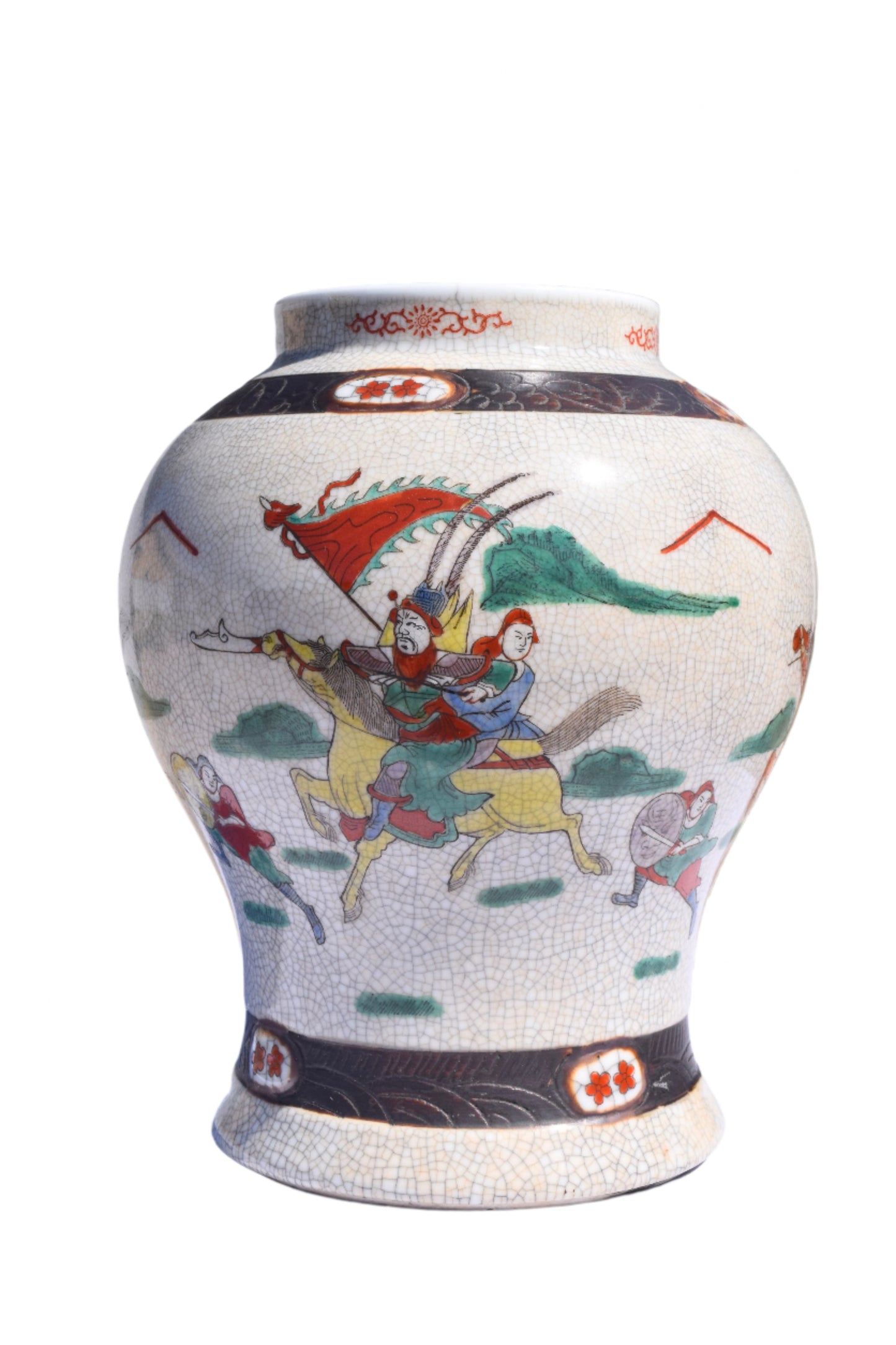 Chinese Wucai Warrior Jar