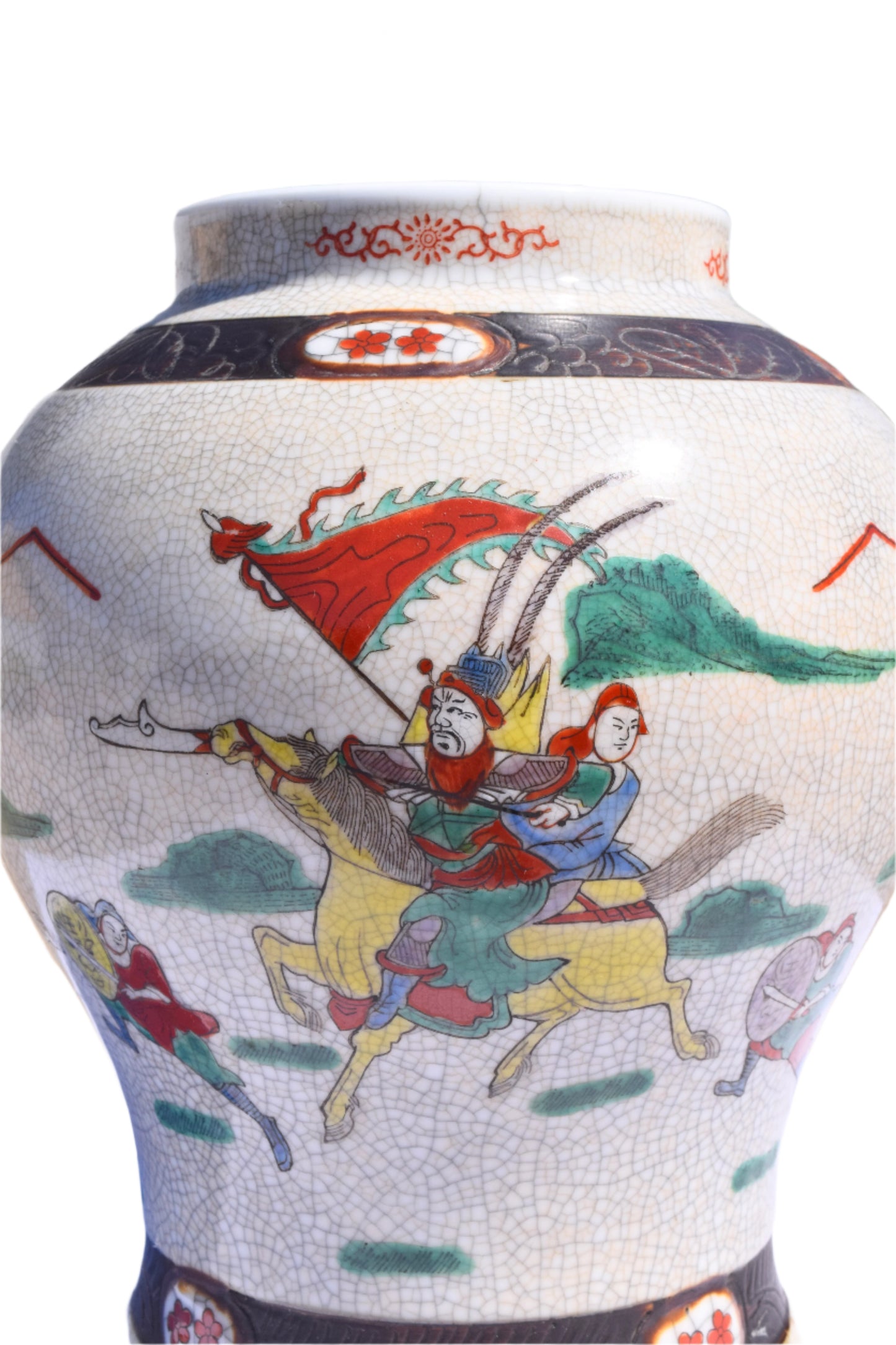 Chinese Wucai Warrior Jar