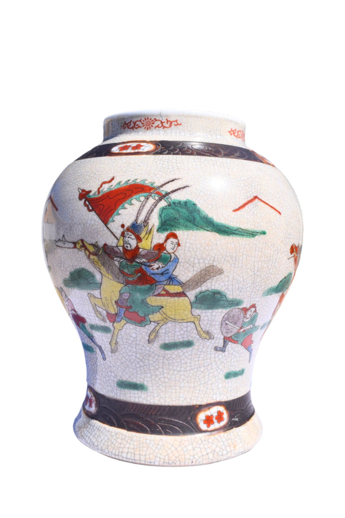 Chinese Wucai Warrior Jar