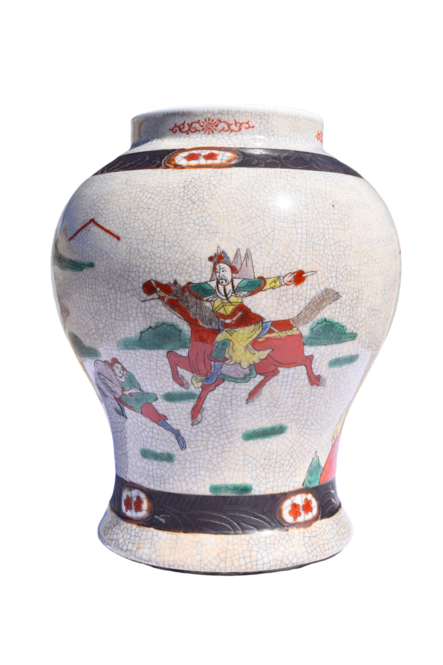 Chinese Wucai Warrior Jar