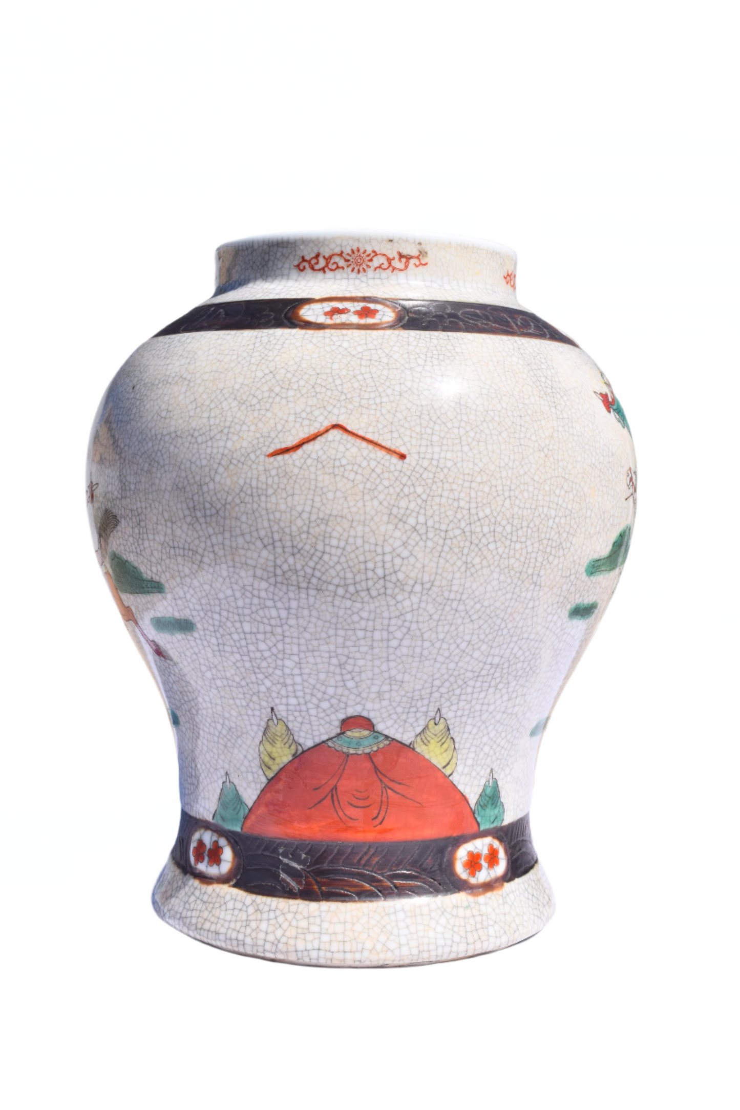 Chinese Wucai Warrior Jar