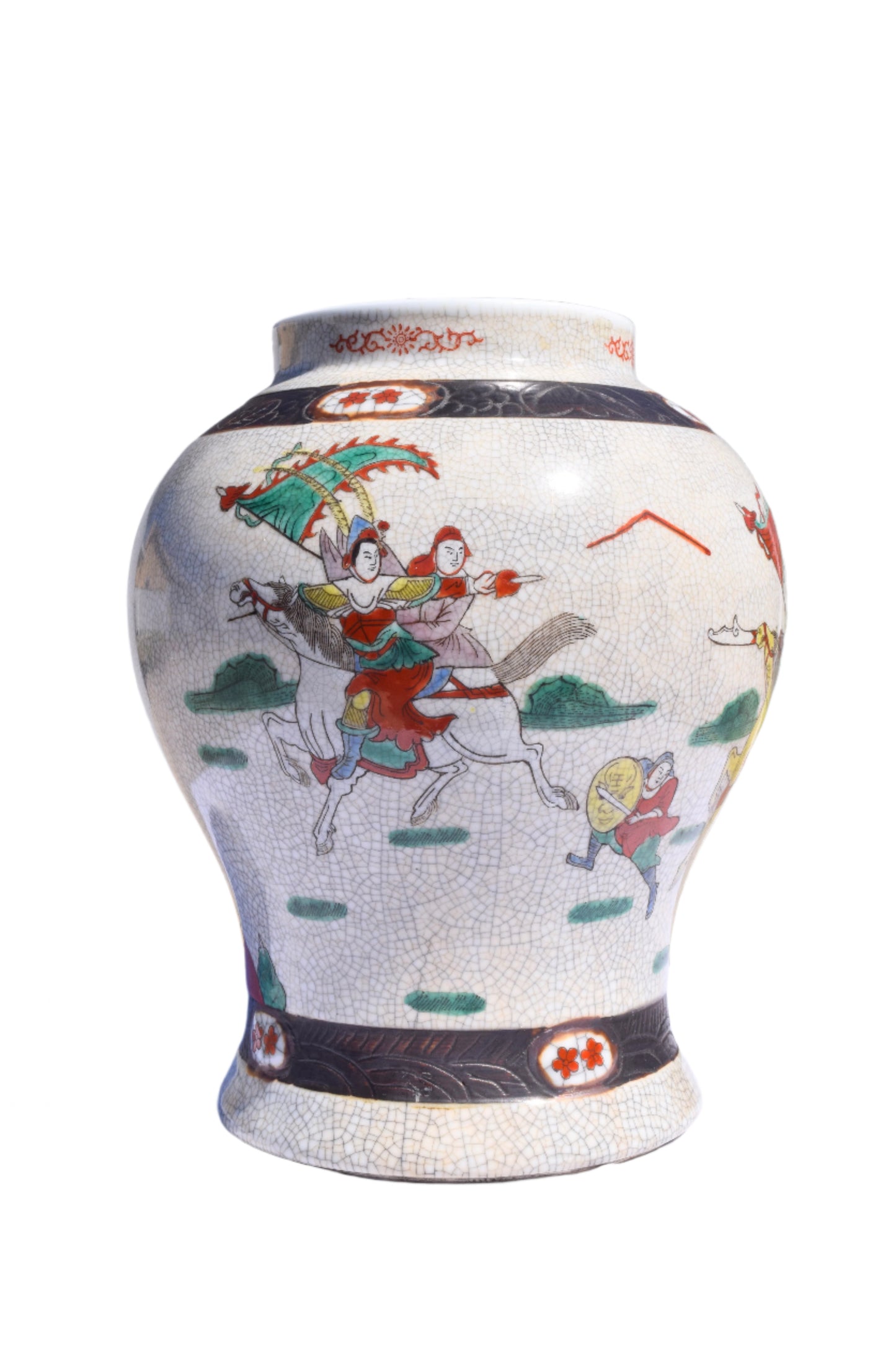 Chinese Wucai Warrior Jar