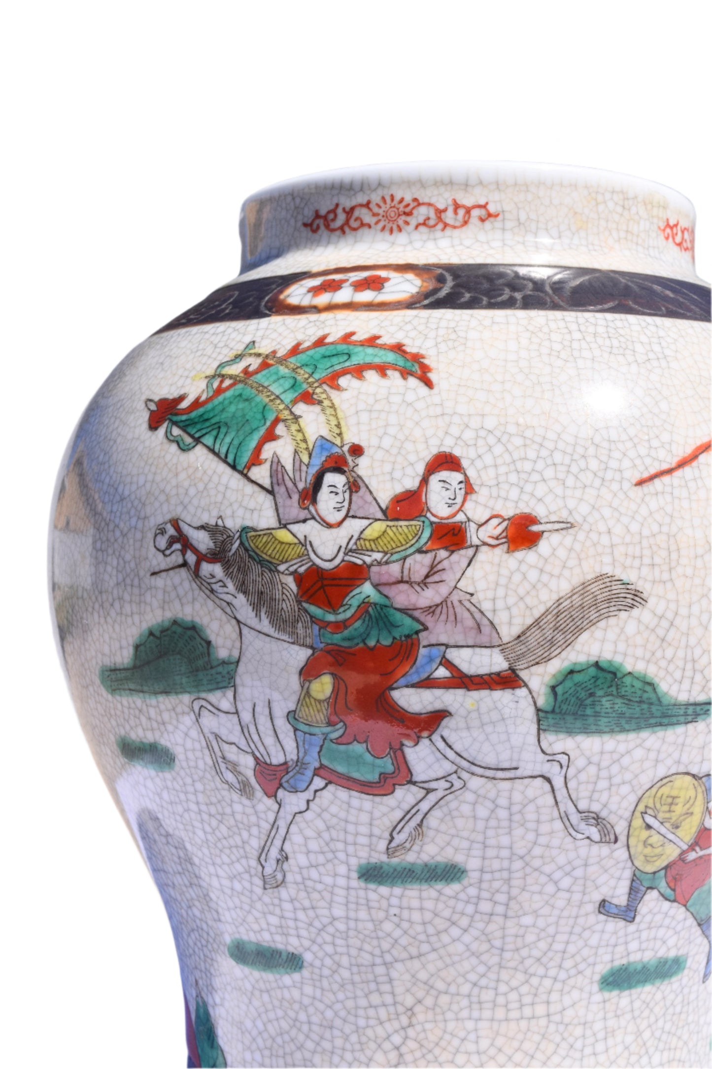 Chinese Wucai Warrior Jar