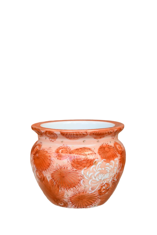 Japanese Kutani Coral-Glazed Bowl