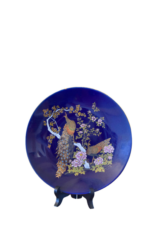 Japanese Cobalt Blue Peacock Decorative Plate