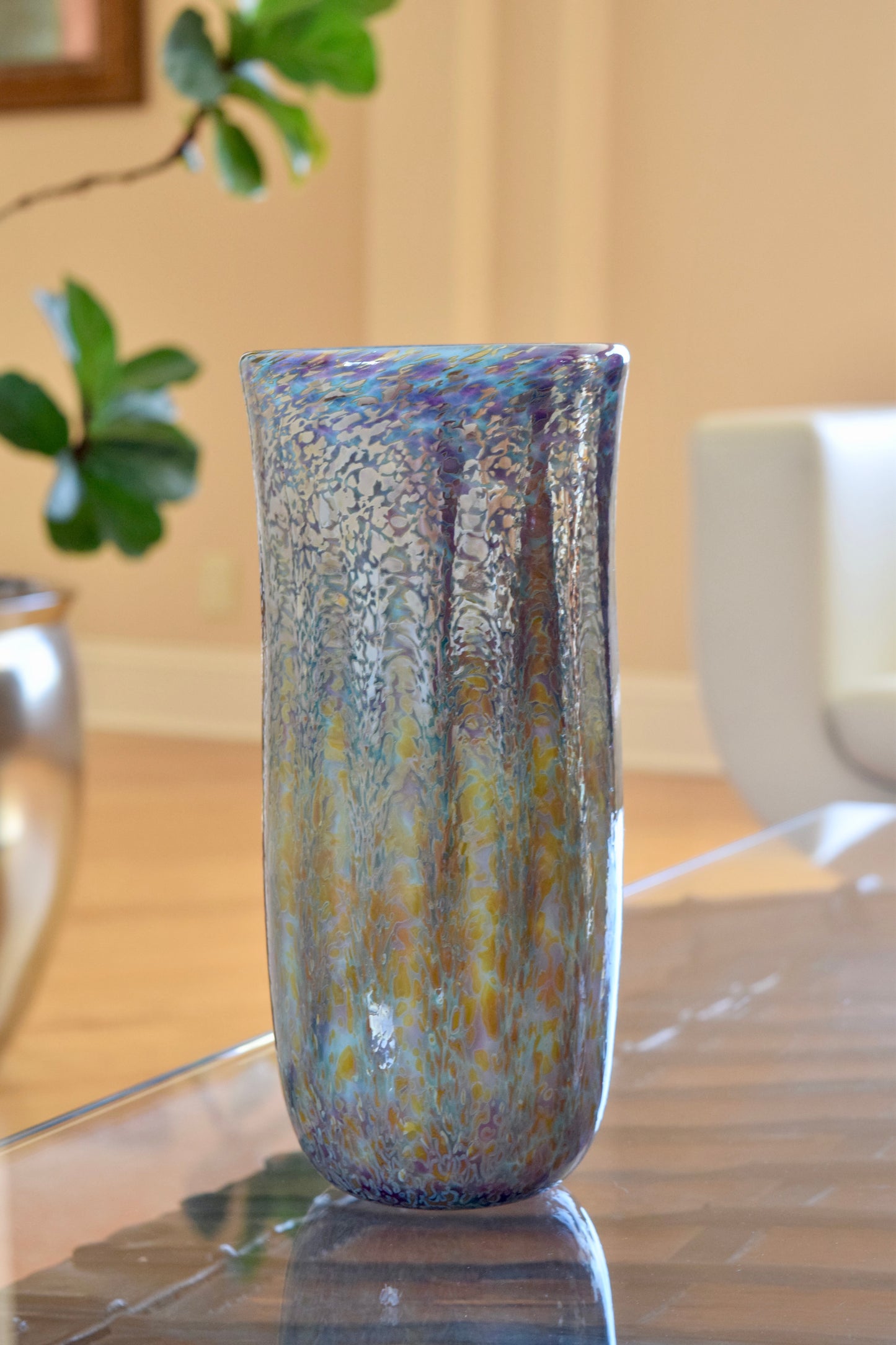 Joel Bloomberg Iridescent Art Glass Vase