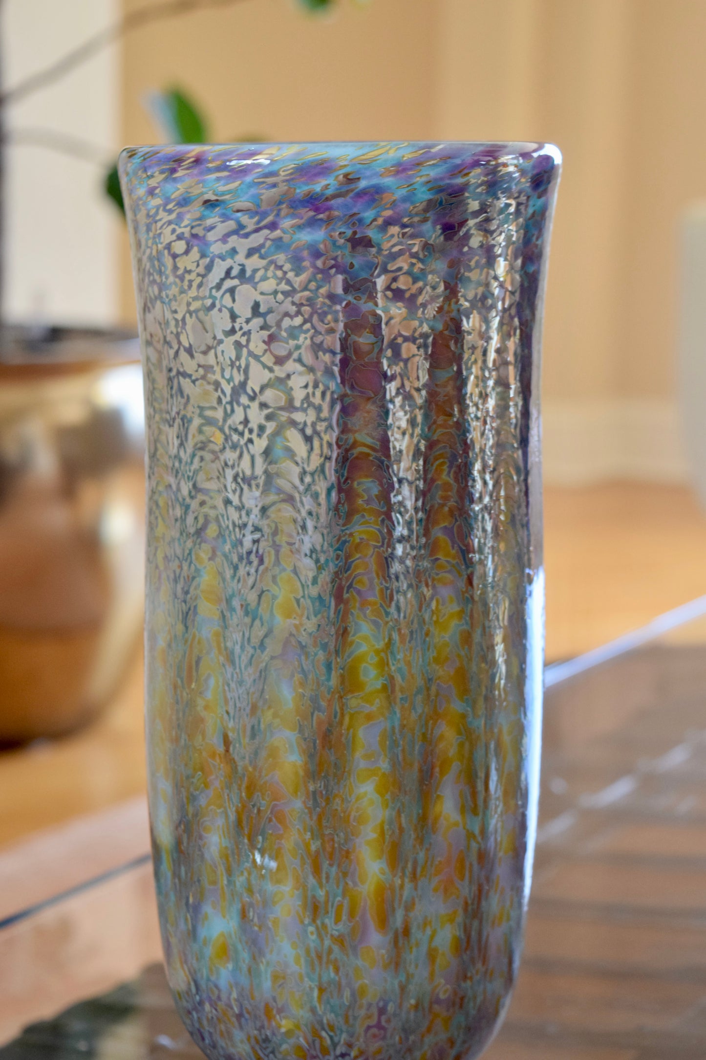 Joel Bloomberg Iridescent Art Glass Vase