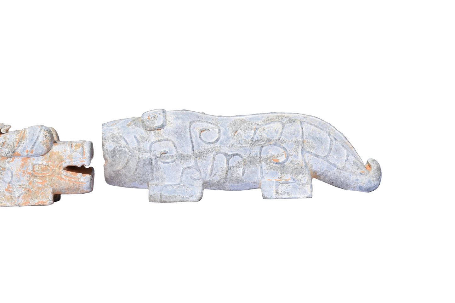Pair of Archaic-Style Carved Stone Mythical Beast Figures