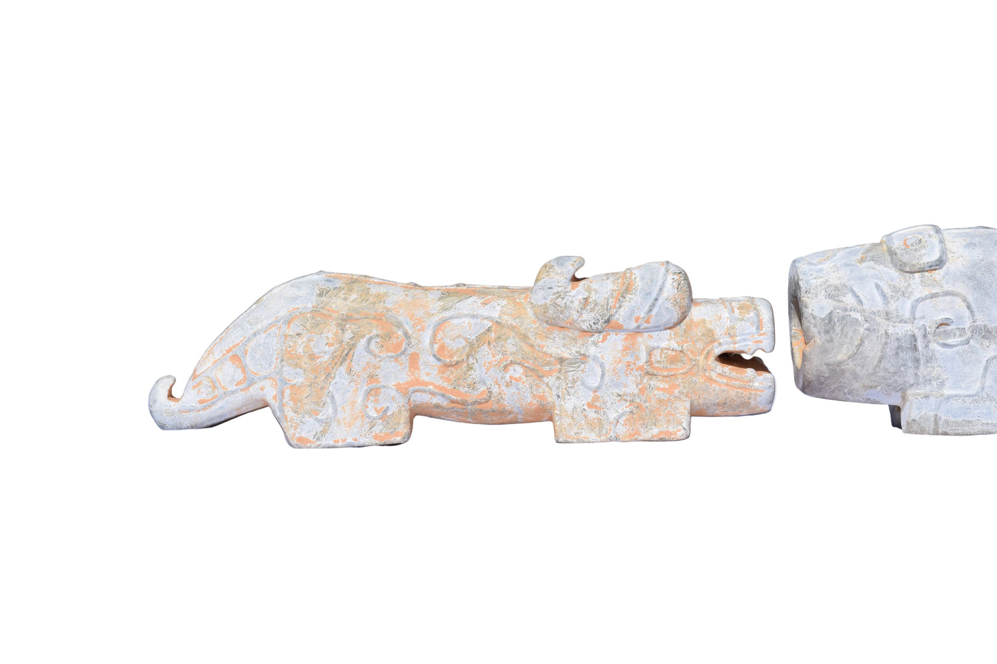 Pair of Archaic-Style Carved Stone Mythical Beast Figures