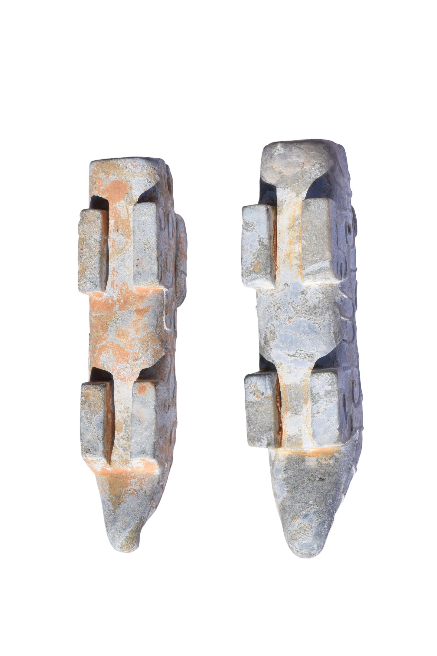 Pair of Archaic-Style Carved Stone Mythical Beast Figures