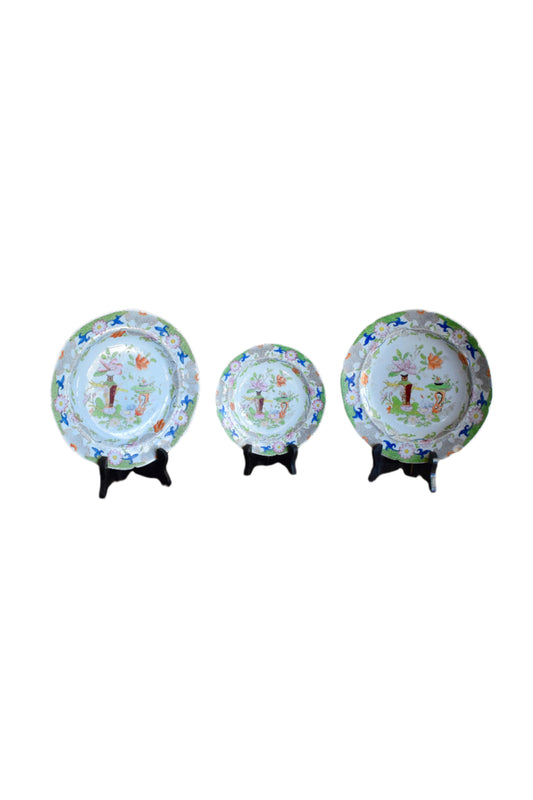 Georgian Mason's Ironstone Table & Flower Pot Pattern Plates Set