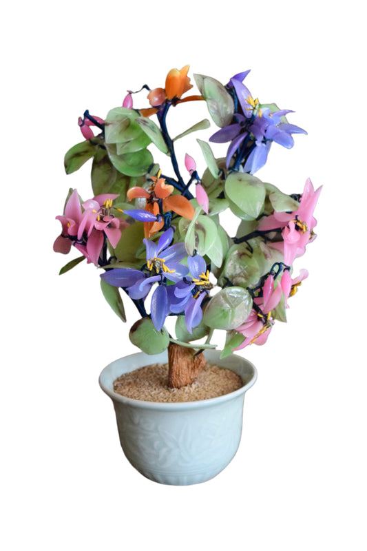 Chinese Glass Floral Bonsai Tree