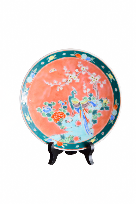 Japanese Nippon Peacock Hand-Painted Porcelain Plate
