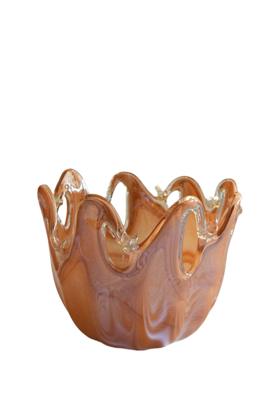 Murano Amber Glass Decorative Bowl
